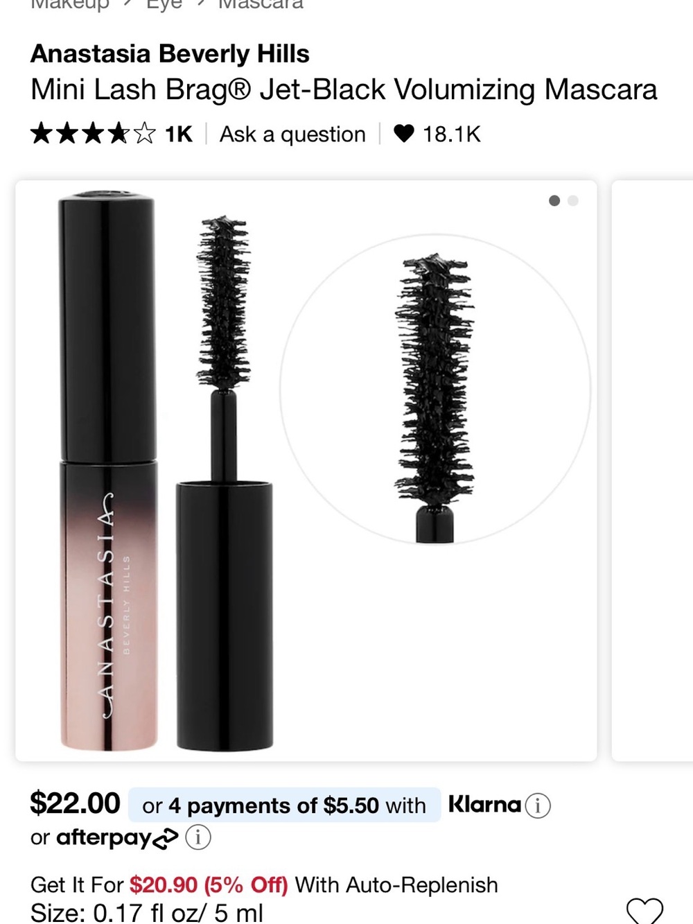 Anastasia Beverly Hills Mini Lash Brag Volumizing Mascara — Jet Black